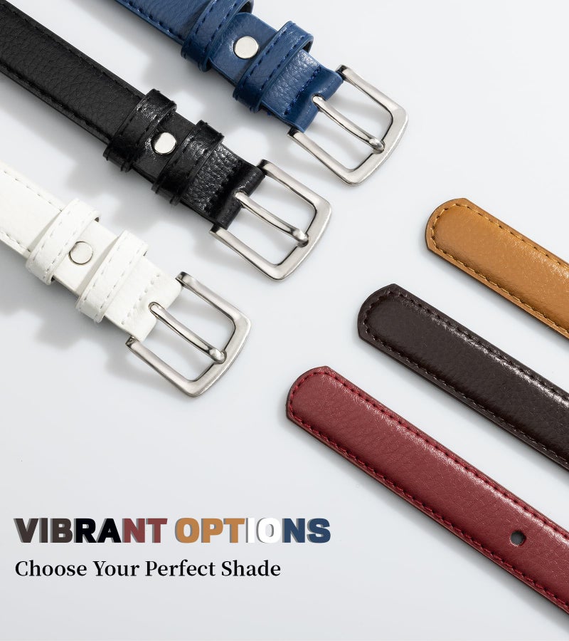 maikun White Womens Belt for Jeans Pants Dress, Womens Skinny Belt Length 39.4'' - Image 5